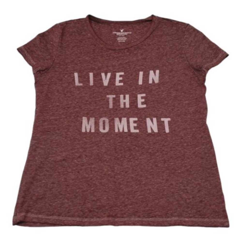 American Eagle Outfitters AEO Round Scoop T-Shirt Heathered Red Size Small GUC